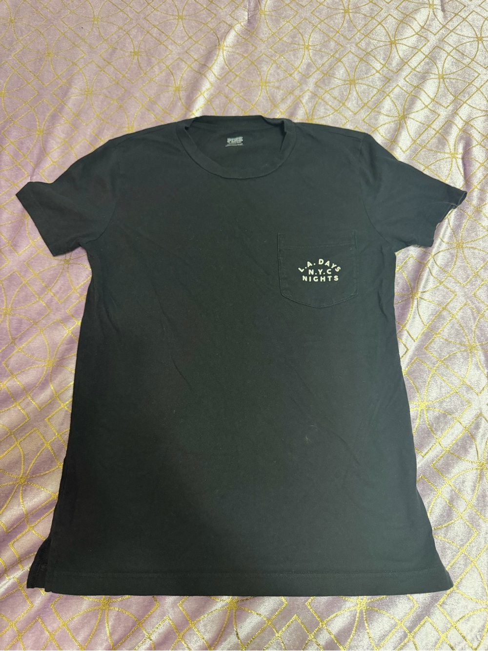 💥 WOMENS PINK Black Pocket T-Shirt - LA Days NYC Nights